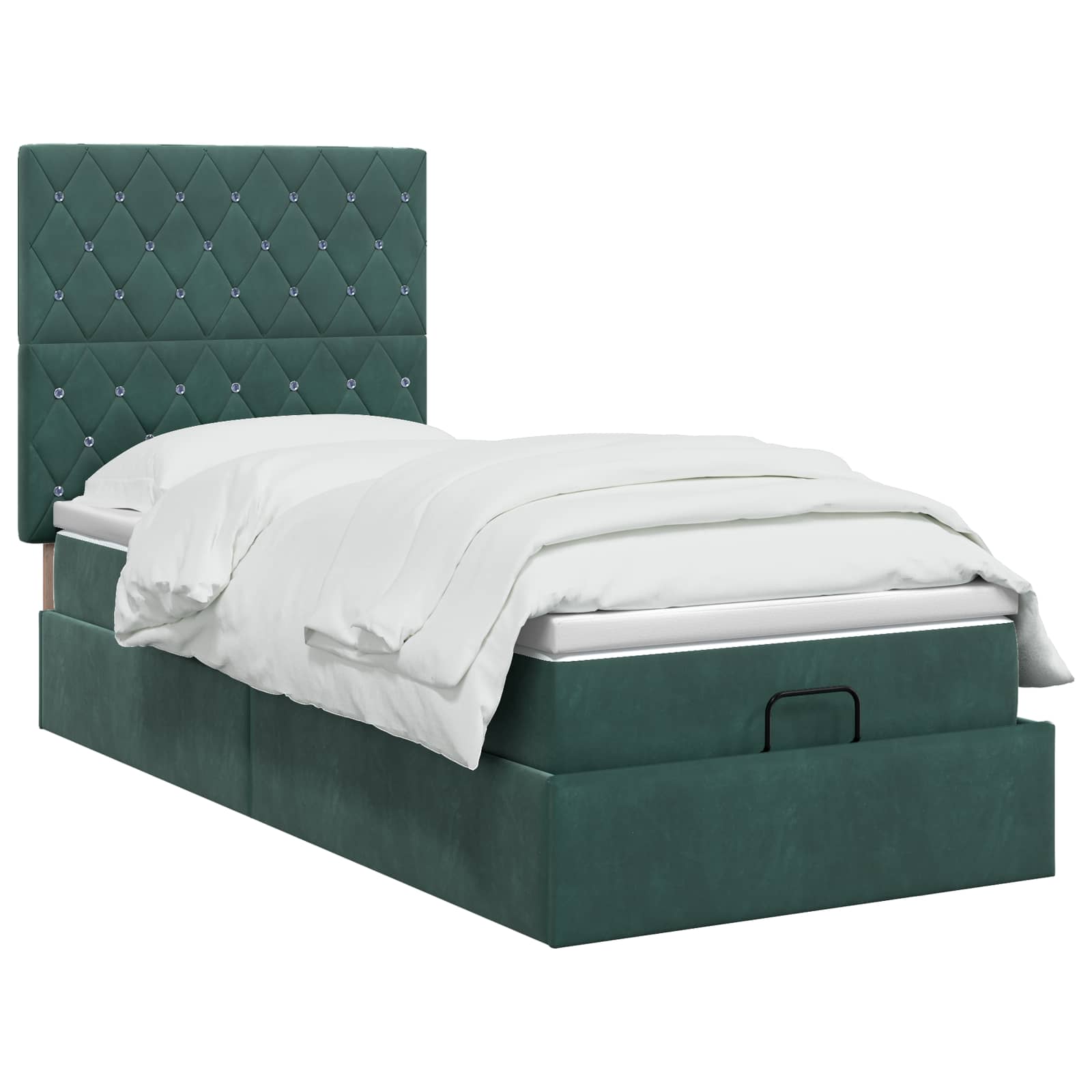 Ottoman-Bett mit Matratze und LED Dunkelgrün 100 x 200 cm Samt