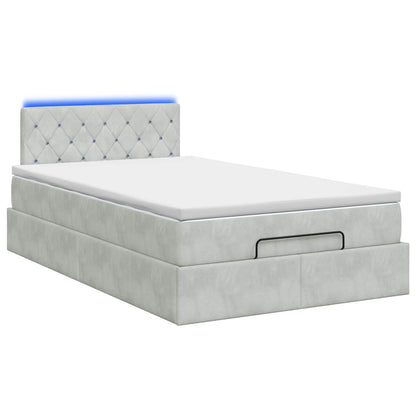 Ottoman-Bett mit Matratze und LED Hellgrau 120 x 190 cm Samt