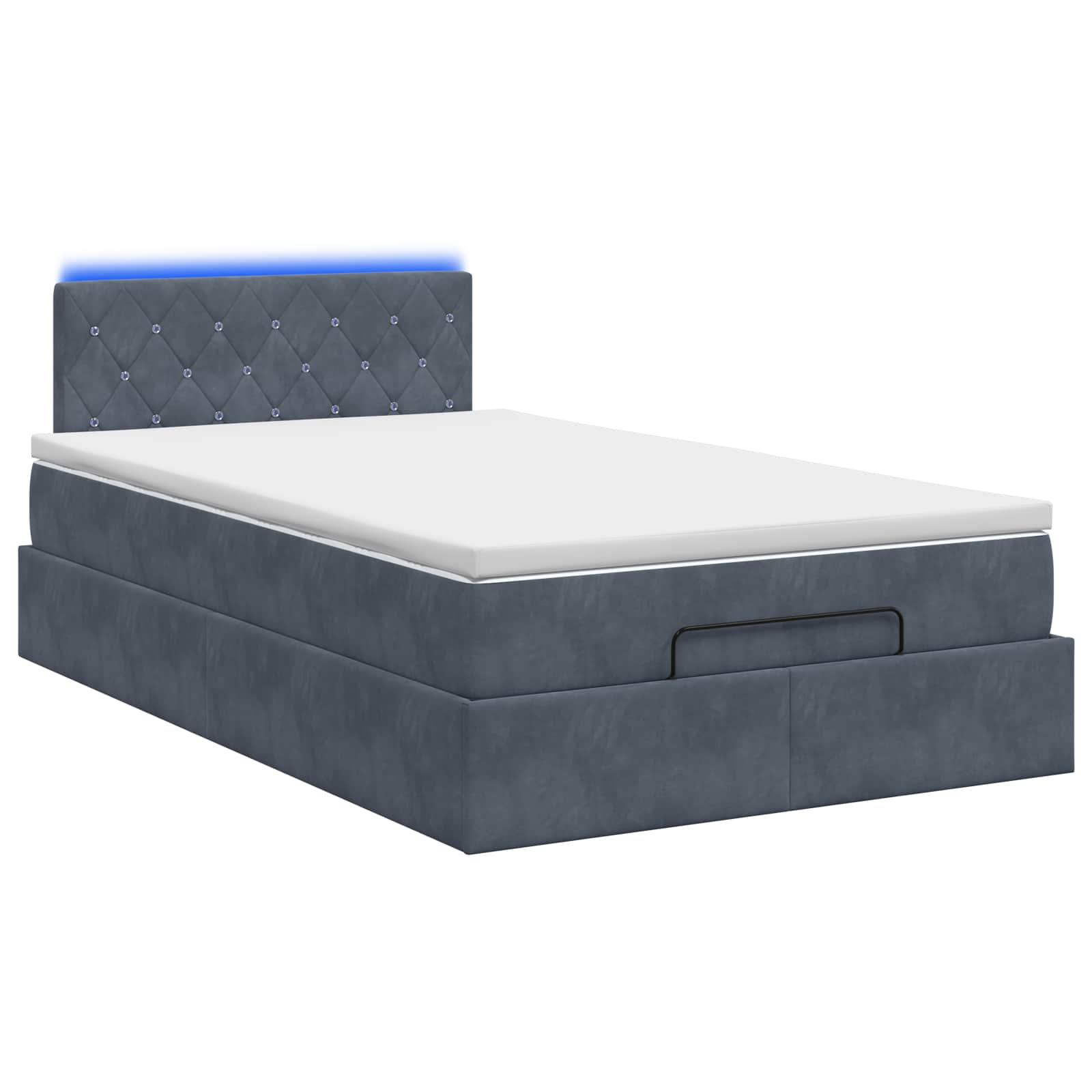 Ottoman-Bett mit Matratze und LED Dunkelgrau 120 x 190 cm Samt
