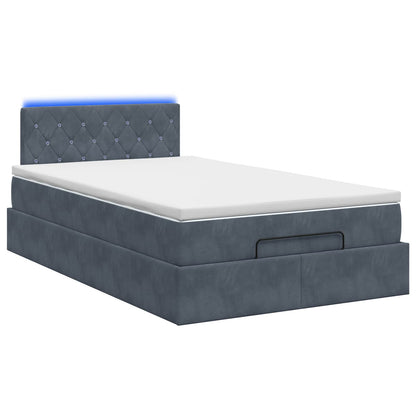 Ottoman-Bett mit Matratze und LED Dunkelgrau 120 x 190 cm Samt
