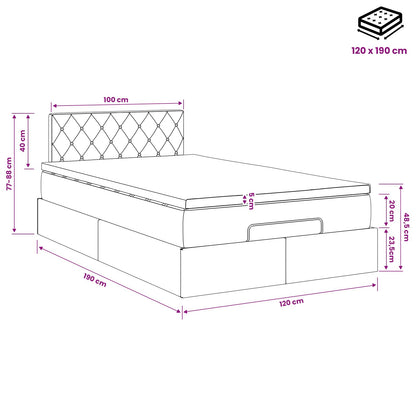 Ottoman-Bett mit Matratze und LED Dunkelgrau 120 x 190 cm Samt