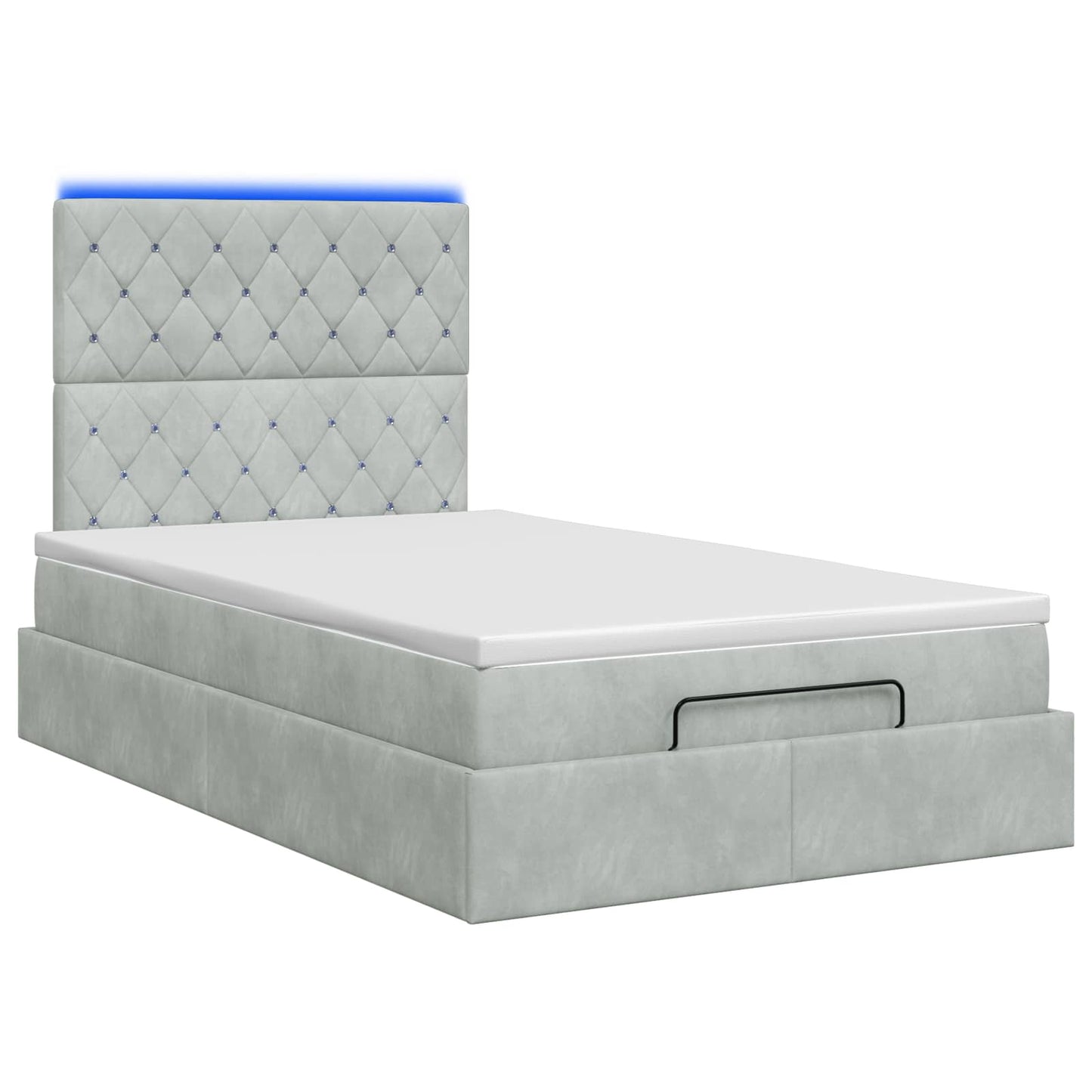 Ottoman-Bett mit Matratze und LED Hellgrau 120 x 200 cm Samt