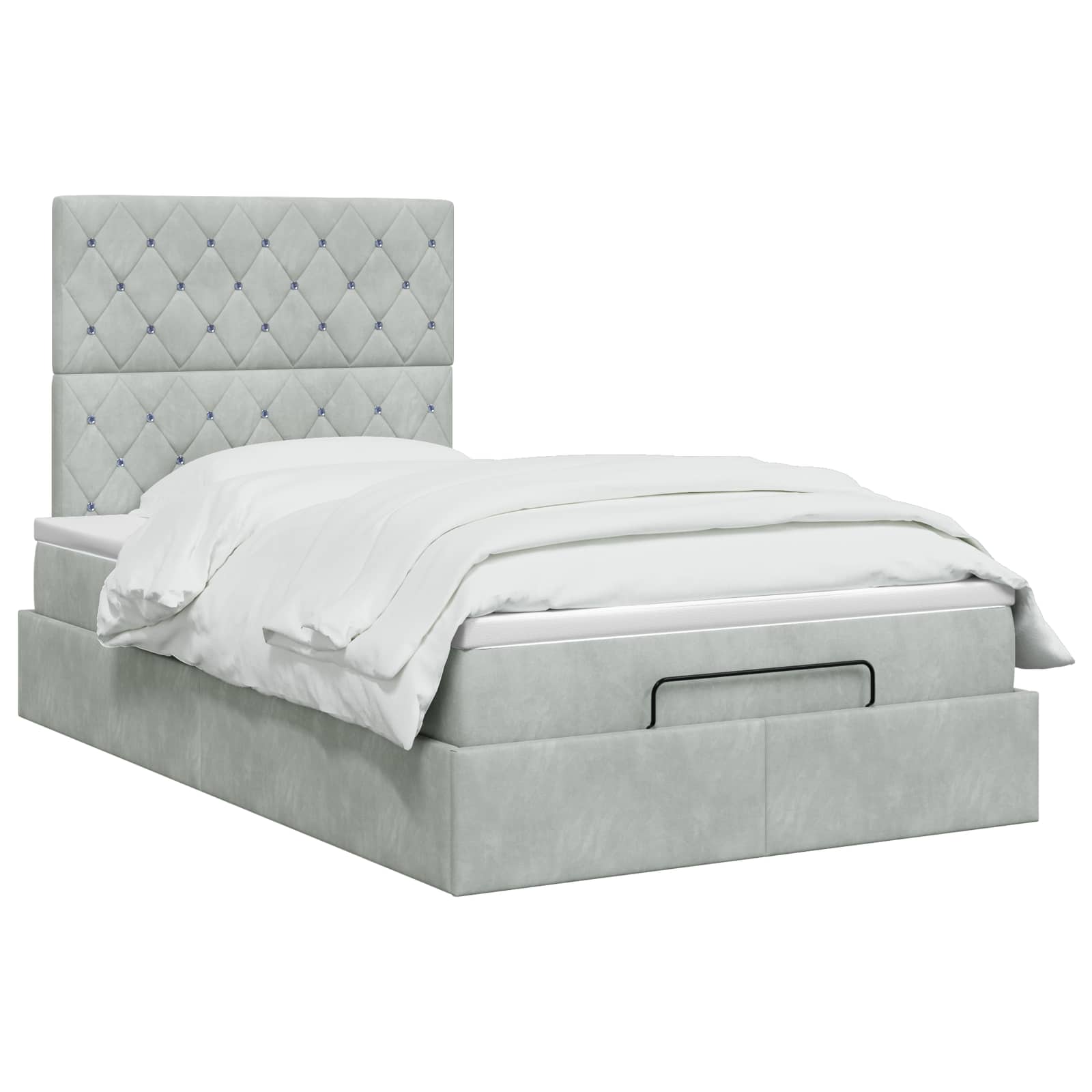 Ottoman-Bett mit Matratze und LED Hellgrau 120 x 200 cm Samt