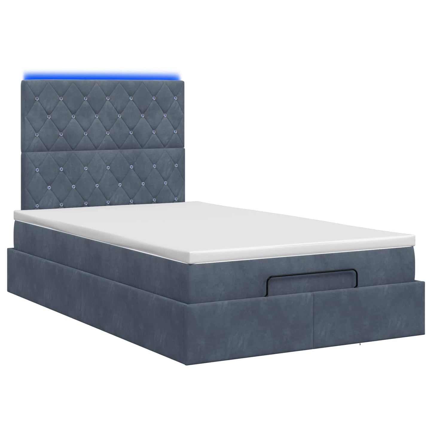 Ottoman-Bett mit Matratze und LED Dunkelgrau 120 x 200 cm Samt