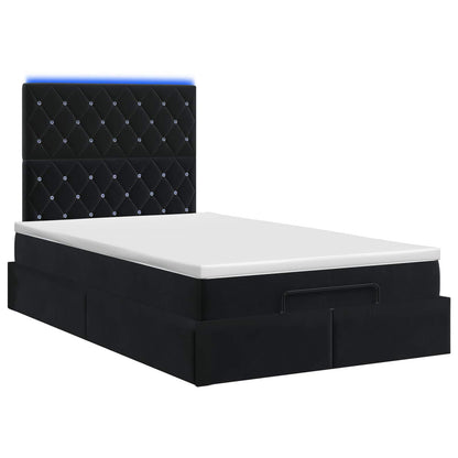 Ottoman-Bett mit Matratze und LED Schwarz 120 x 200 cm Samt