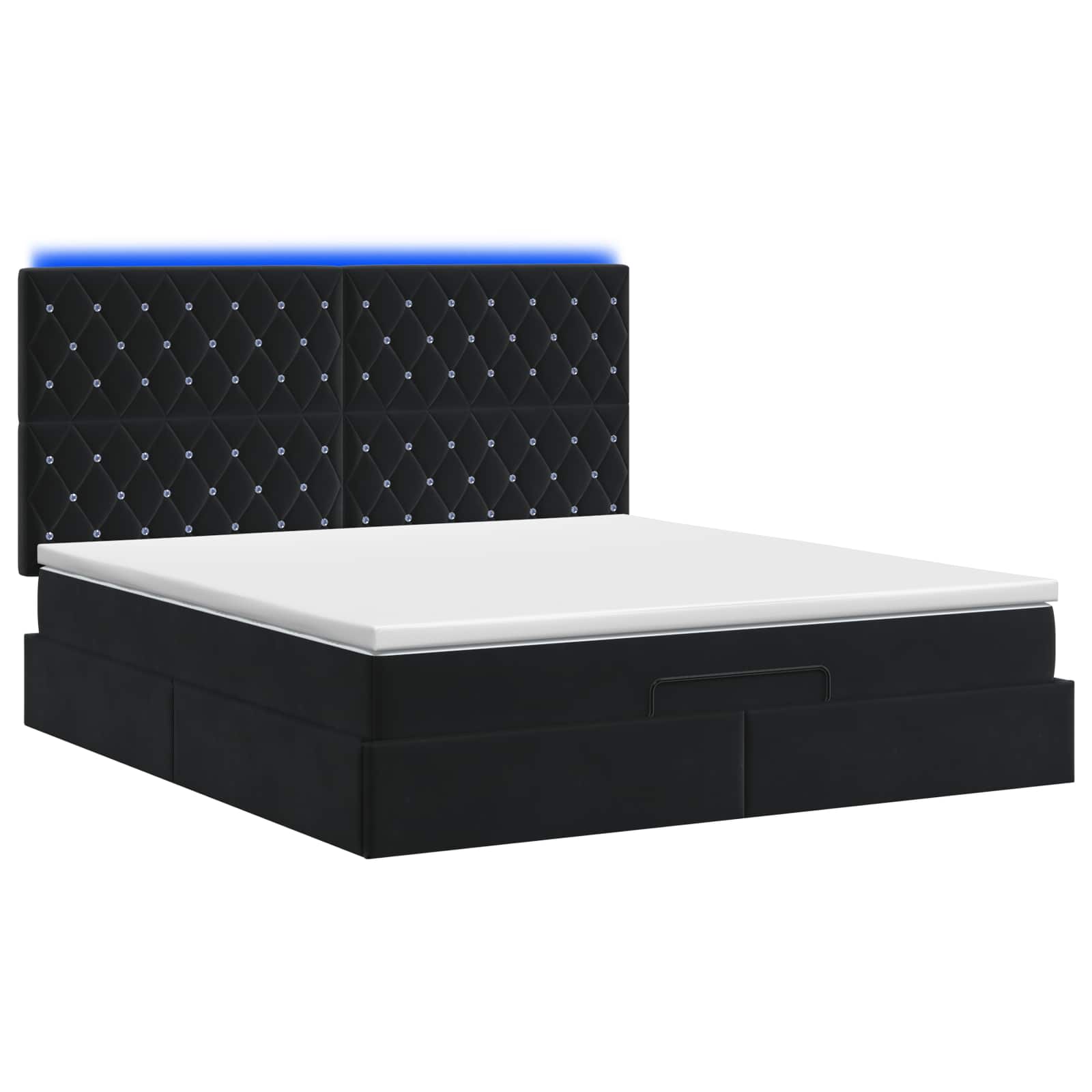 Ottoman-Bett mit Matratze und LED Schwarz 140 x 190 cm Samt