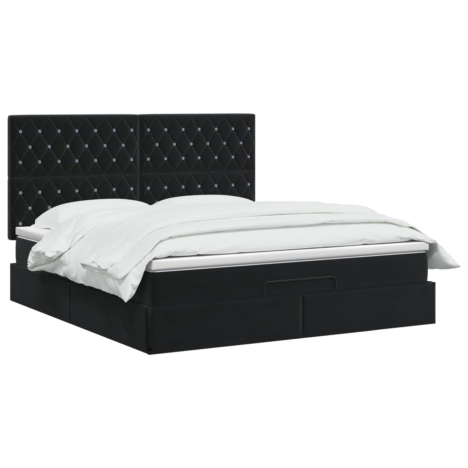 Ottoman-Bett mit Matratze und LED Schwarz 140 x 190 cm Samt