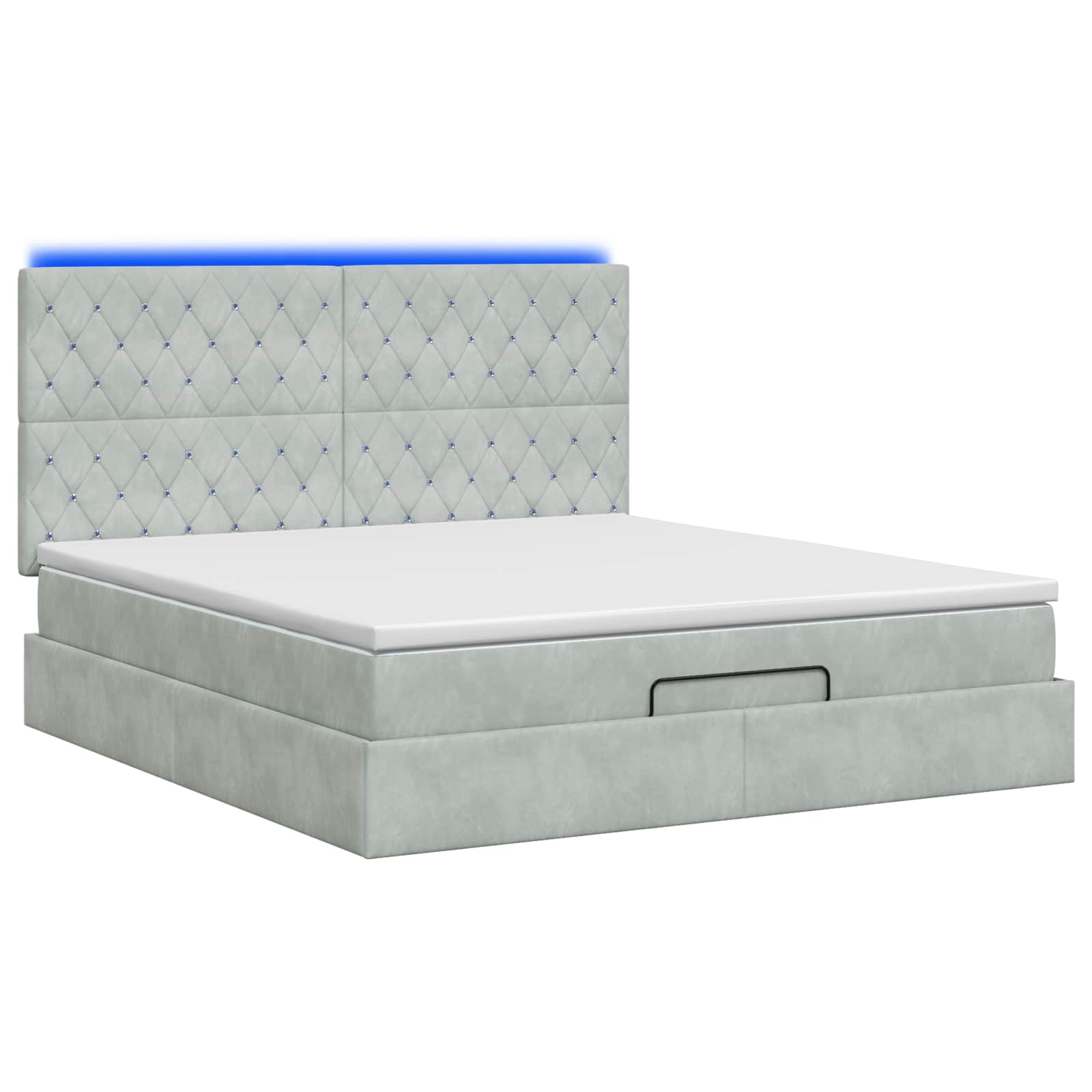 Ottoman-Bett mit Matratze und LED Hellgrau 140 x 200 cm Samt