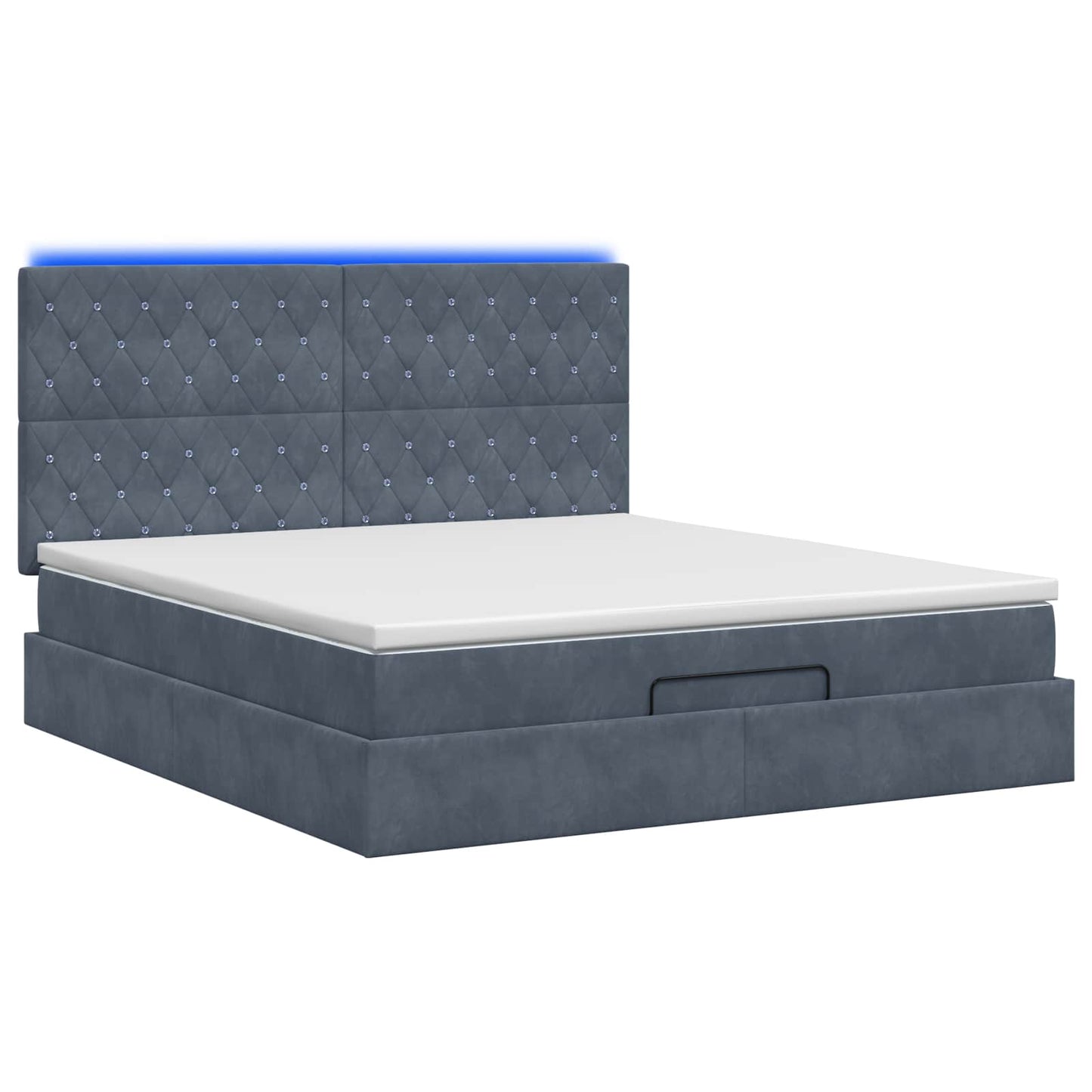 Ottoman-Bett mit Matratze und LED Dunkelgrau 140 x 200 cm Samt