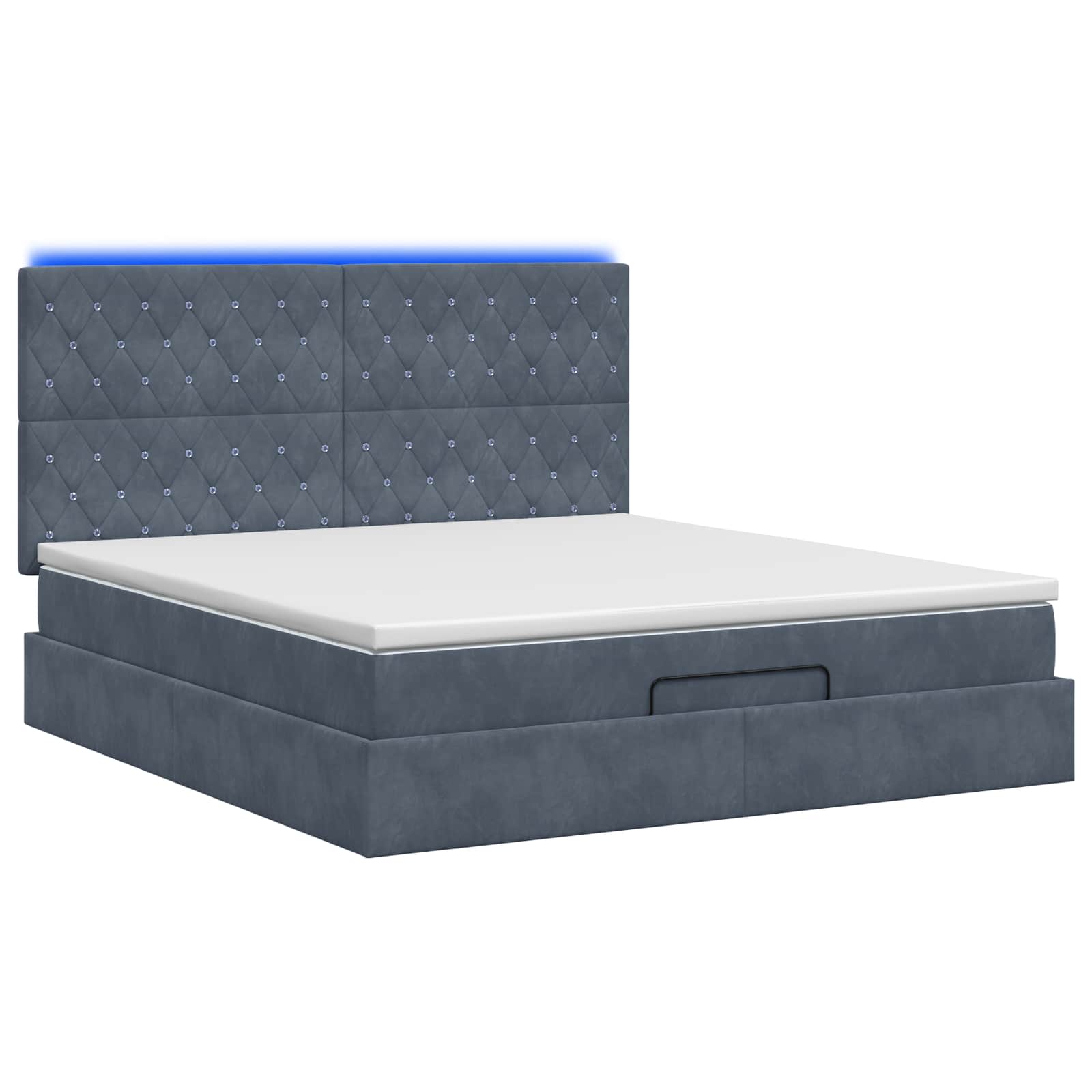 Ottoman-Bett mit Matratze und LED Dunkelgrau 140 x 200 cm Samt