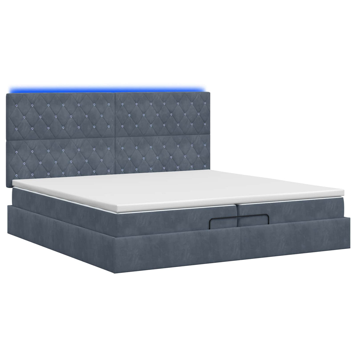 Ottoman-Bett mit Matratze und LED Dunkelgrau 200 x 200 cm Samt
