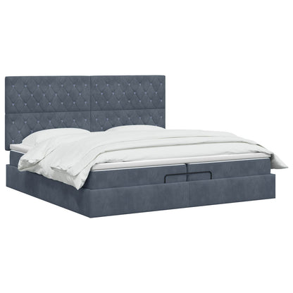 Ottoman-Bett mit Matratze und LED Dunkelgrau 200 x 200 cm Samt