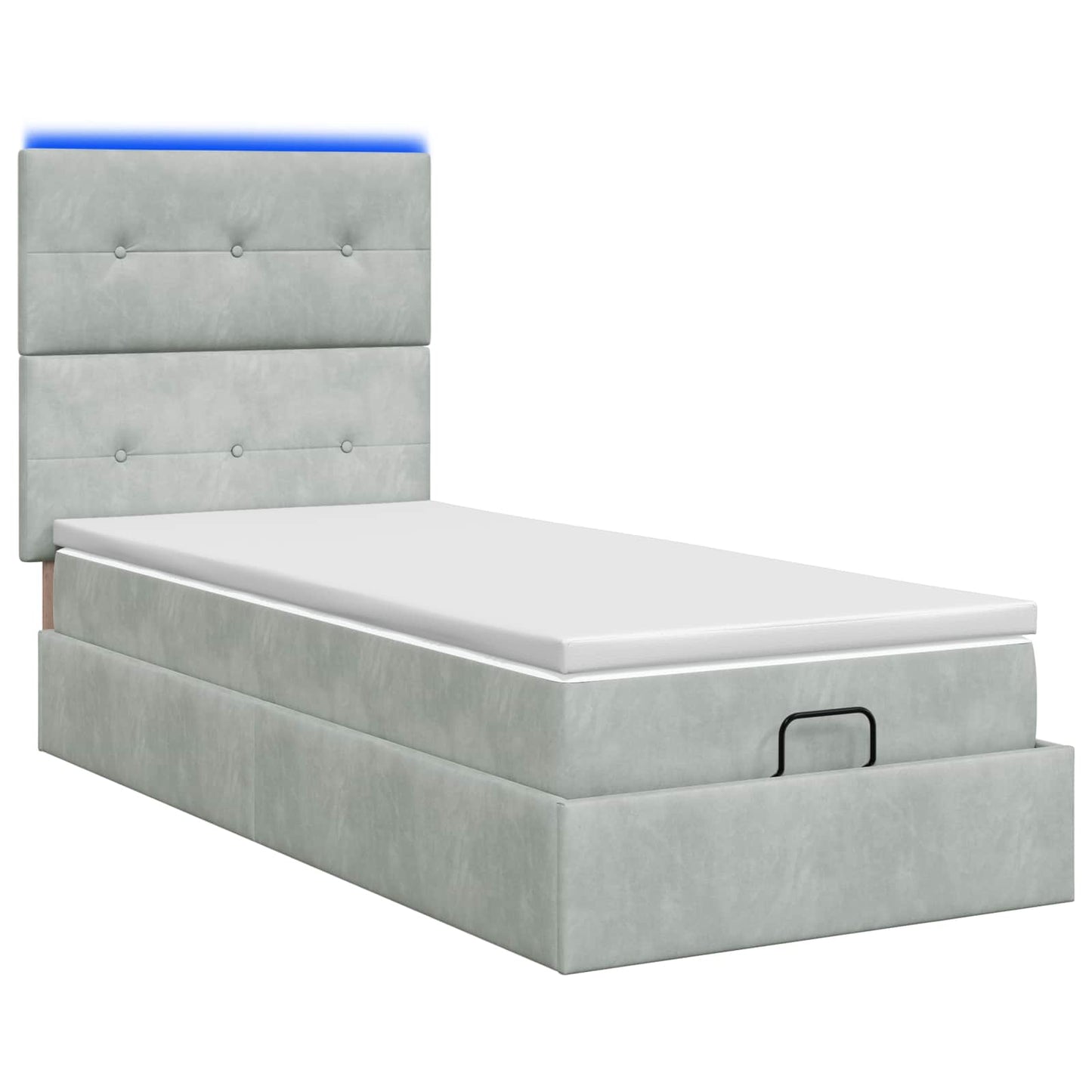 Ottoman-Bett mit Matratze und LED Hellgrau 90 x 200 cm Samt