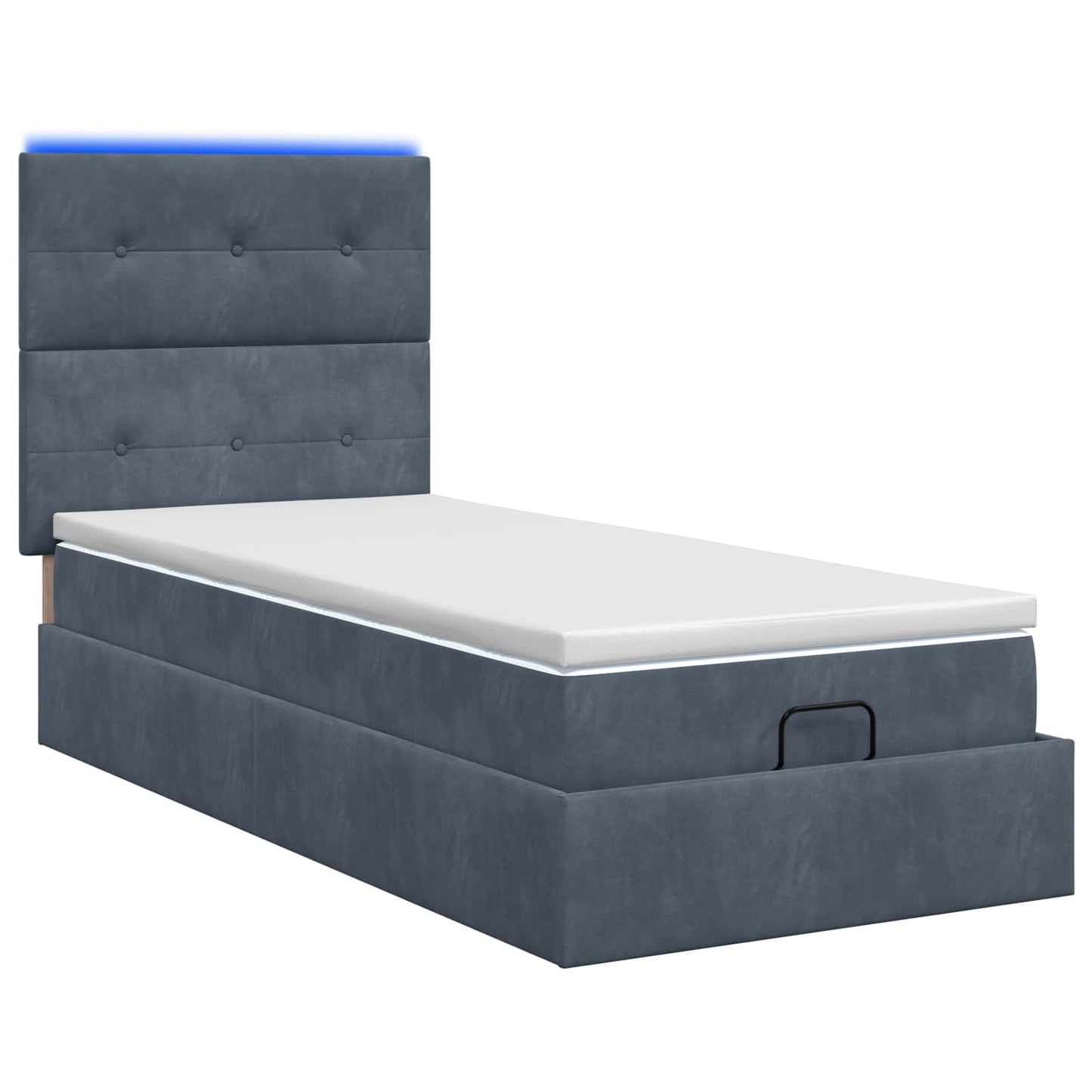 Ottoman-Bett mit Matratze und LED Dunkelgrau 100 x 200 cm Samt