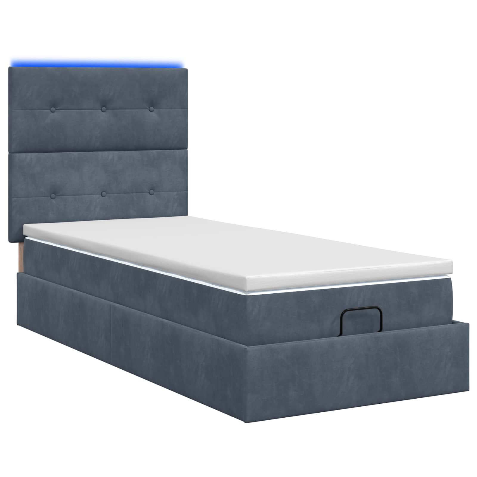 Ottoman-Bett mit Matratze und LED Dunkelgrau 100 x 200 cm Samt