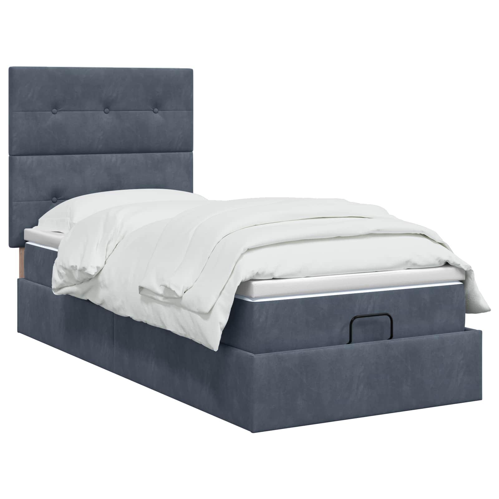 Ottoman-Bett mit Matratze und LED Dunkelgrau 100 x 200 cm Samt