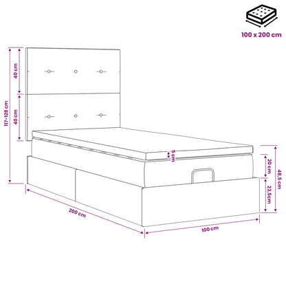 Ottoman-Bett mit Matratze und LED Dunkelblau 100 x 200 cm Samt