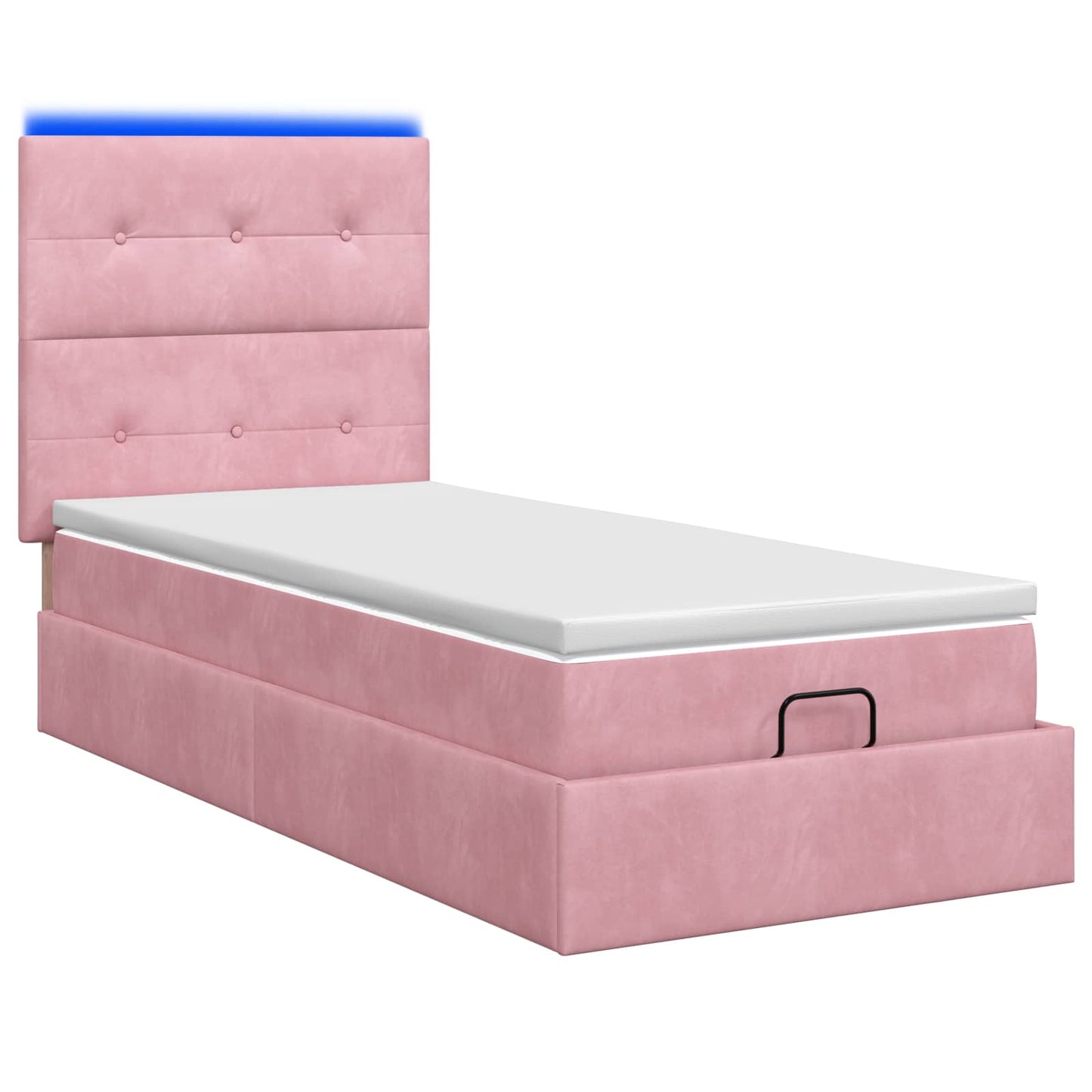 Ottoman-Bett mit Matratze und LED Rosa 100 x 200 cm Samt