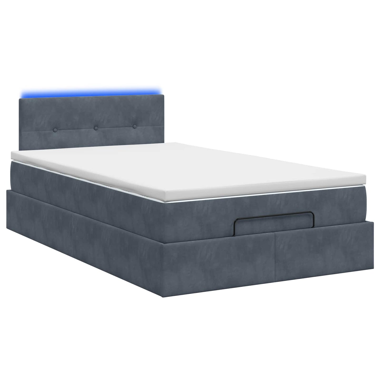 Ottoman-Bett mit Matratze und LED Dunkelgrau 120 x 190 cm Samt