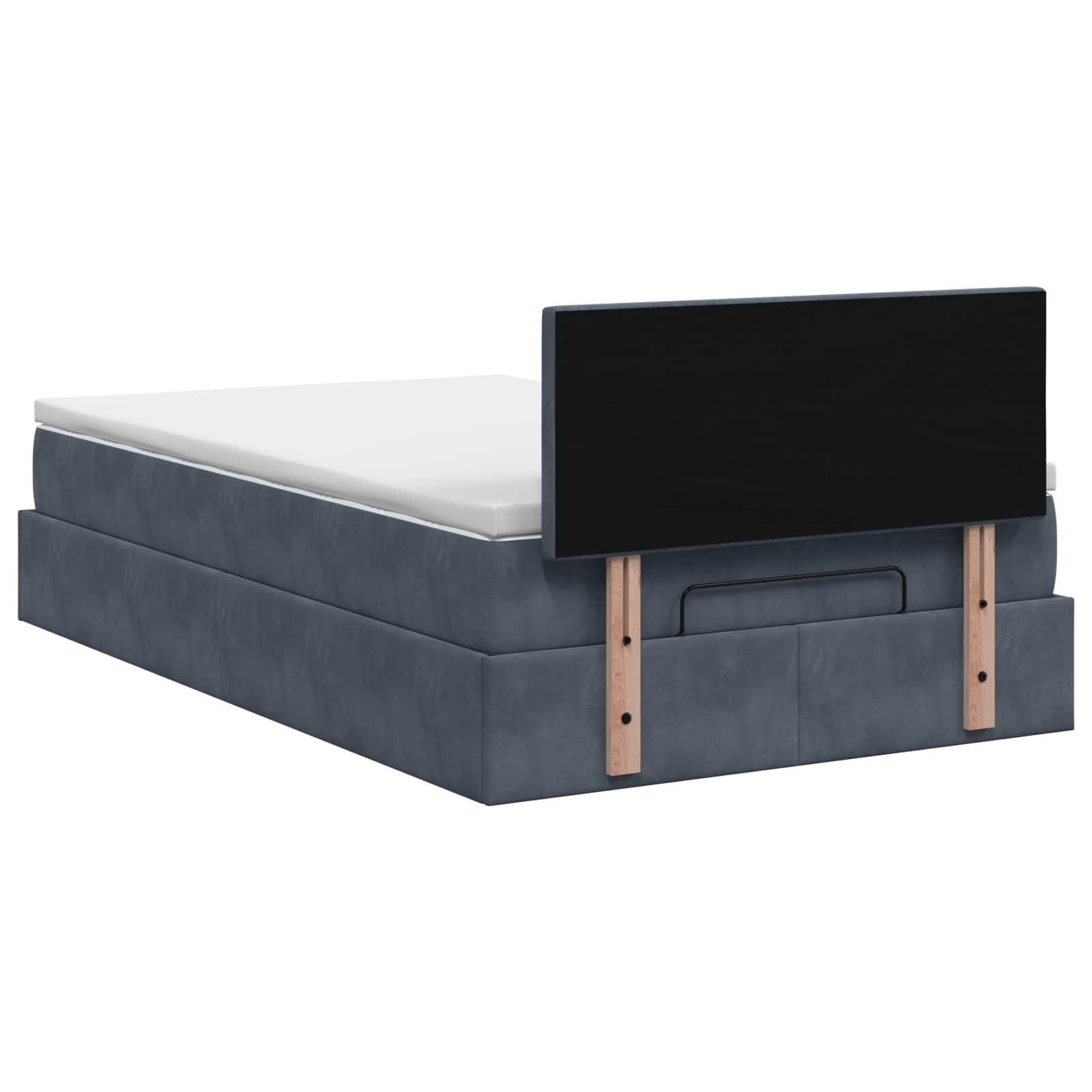 Ottoman-Bett mit Matratze und LED Dunkelgrau 120 x 190 cm Samt