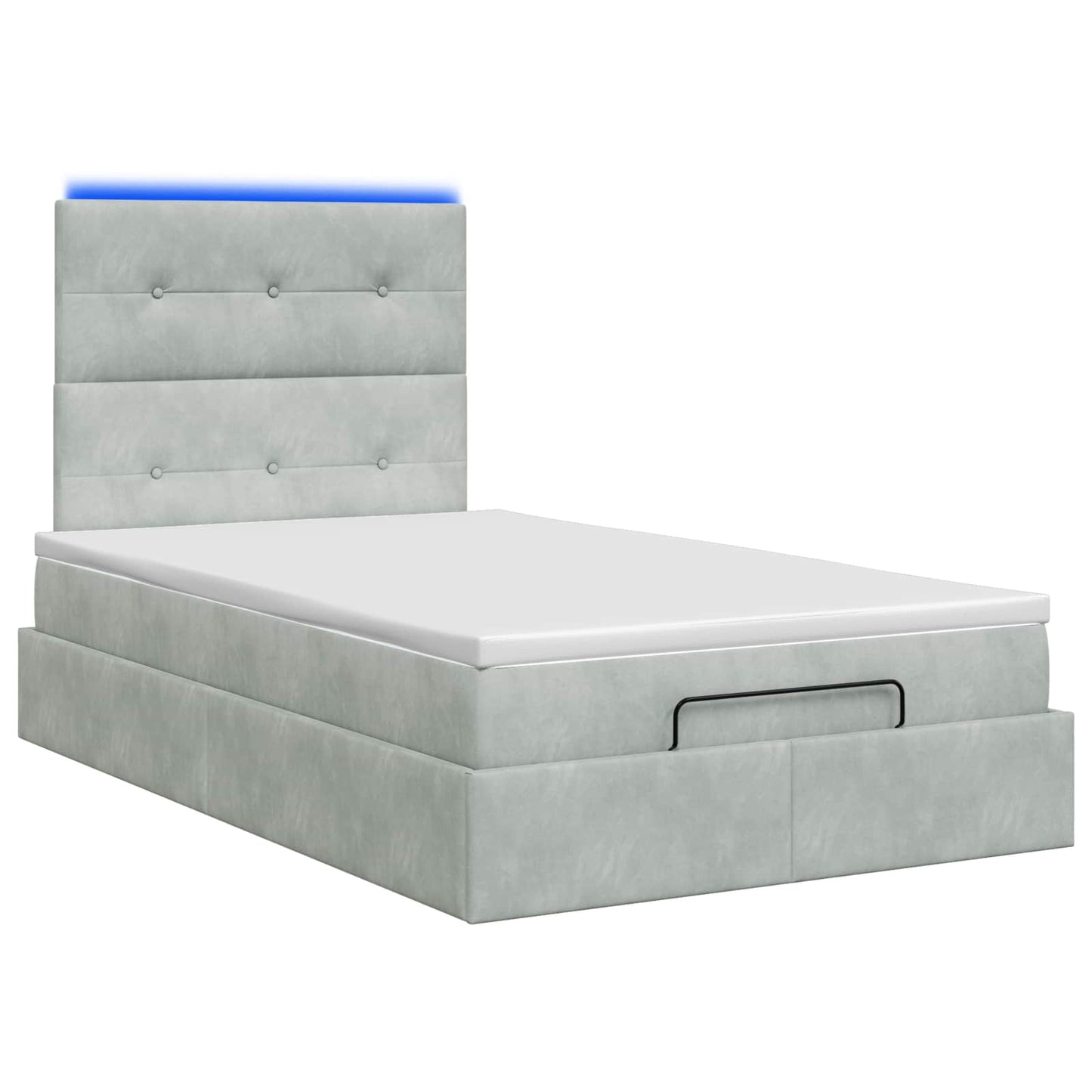 Ottoman-Bett mit Matratze und LED Hellgrau 120 x 200 cm Samt