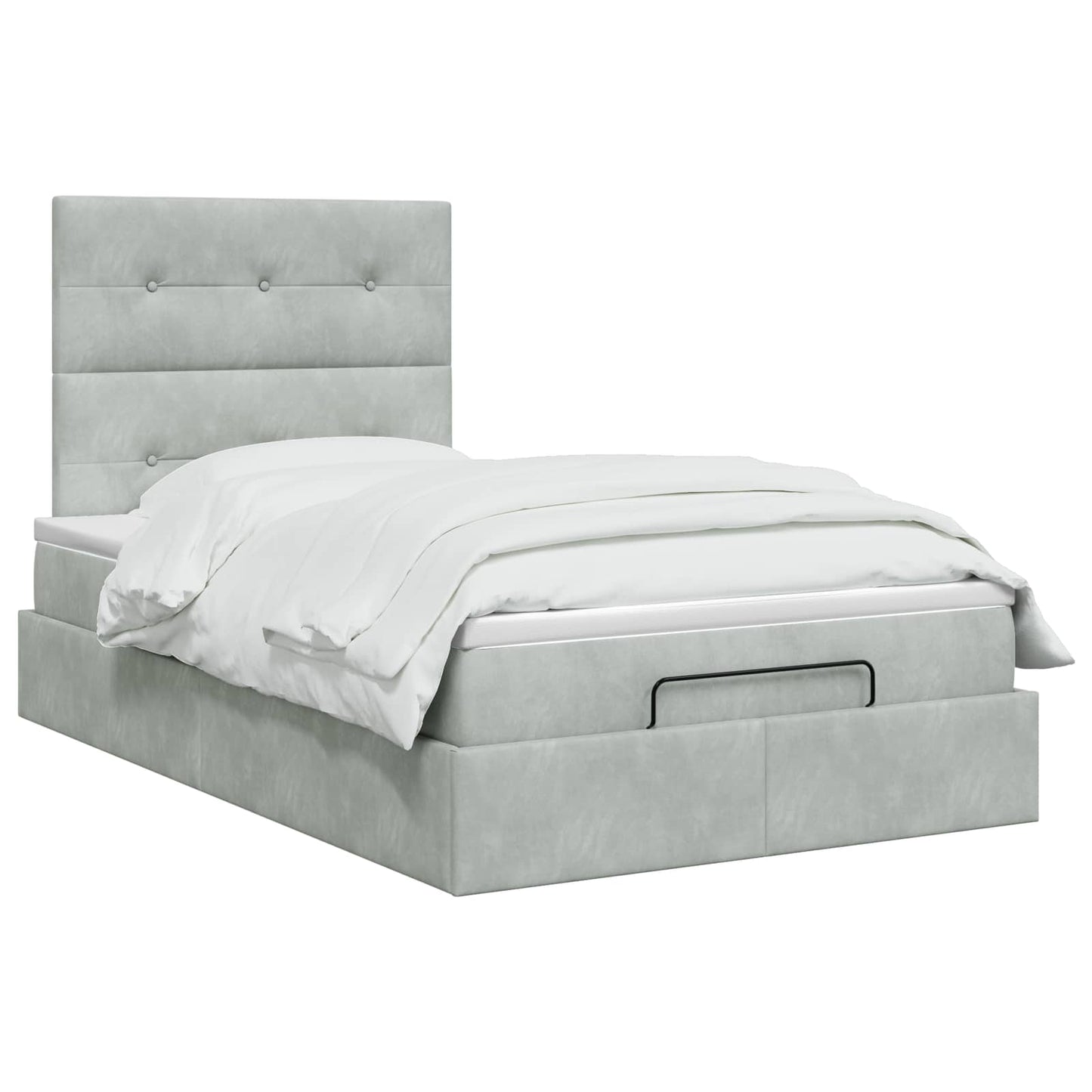 Ottoman-Bett mit Matratze und LED Hellgrau 120 x 200 cm Samt