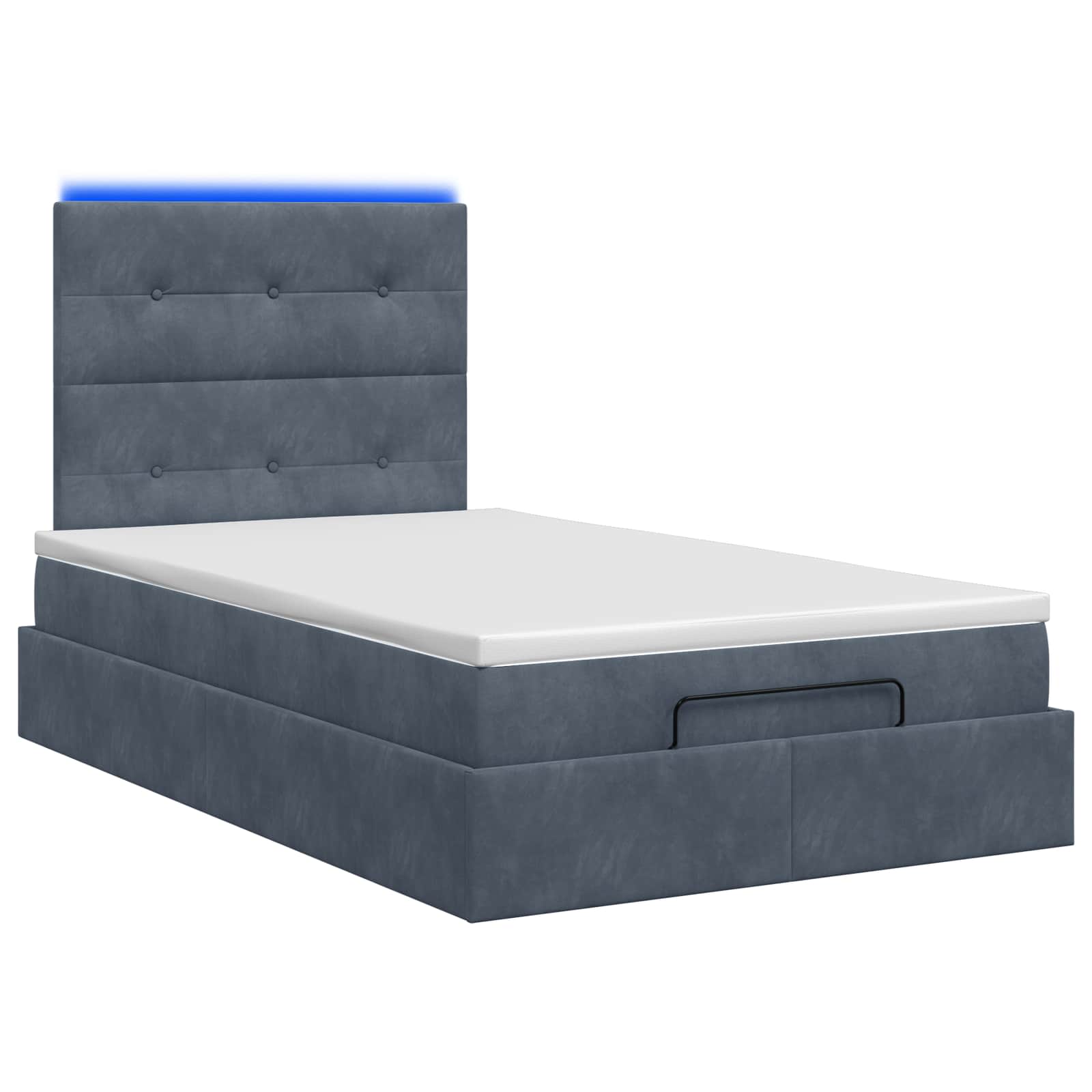 Ottoman-Bett mit Matratze und LED Dunkelgrau 120 x 200 cm Samt