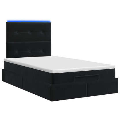 Ottoman-Bett mit Matratze und LED Schwarz 120 x 200 cm Samt