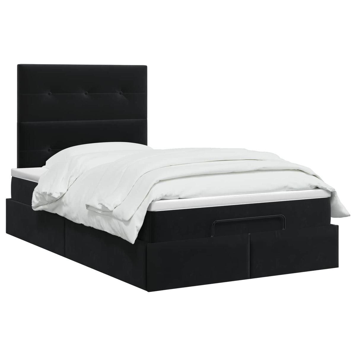 Ottoman-Bett mit Matratze und LED Schwarz 120 x 200 cm Samt