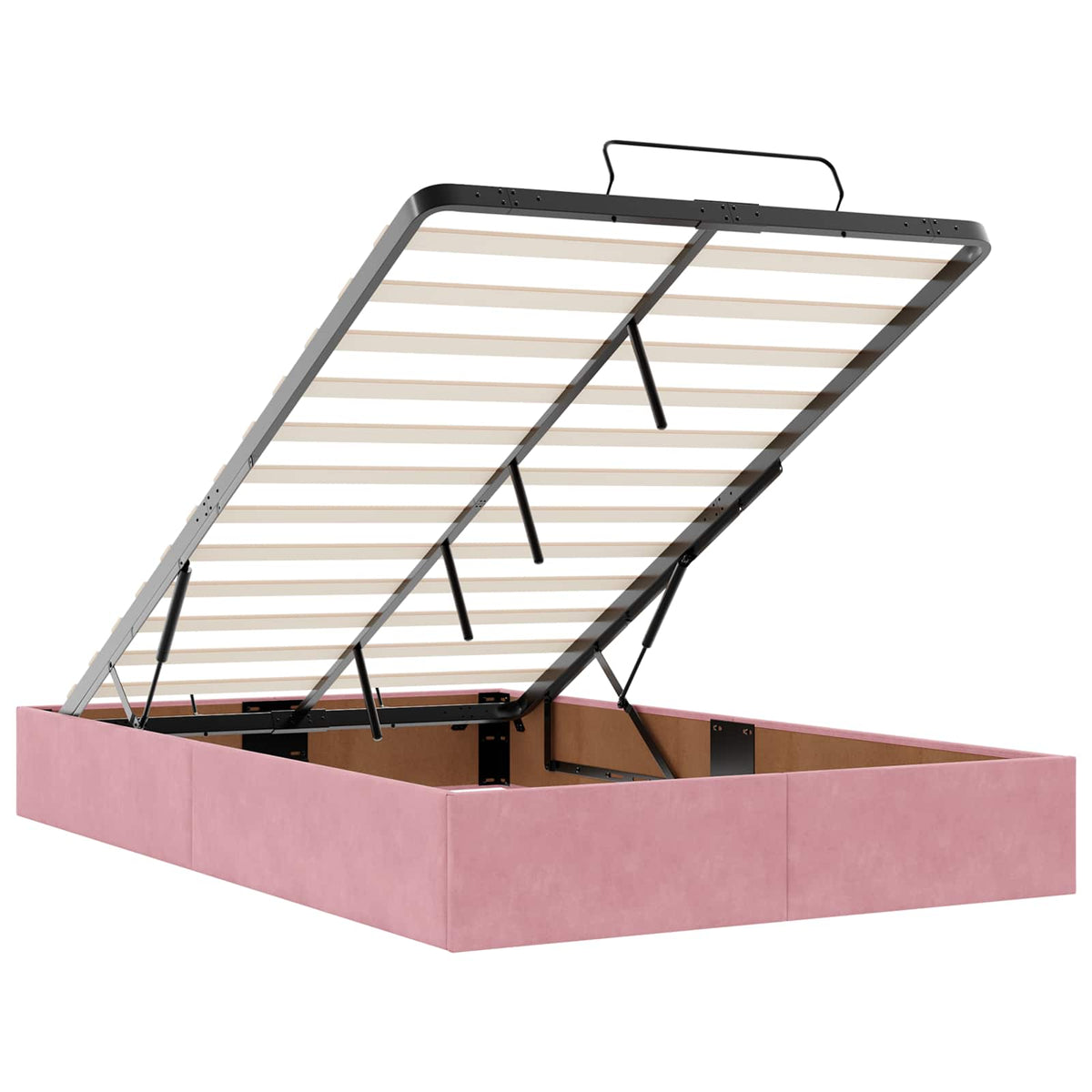Ottoman-Bett mit Matratze und LED Rosa 120 x 200 cm Samt