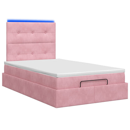 Ottoman-Bett mit Matratze und LED Rosa 120 x 200 cm Samt