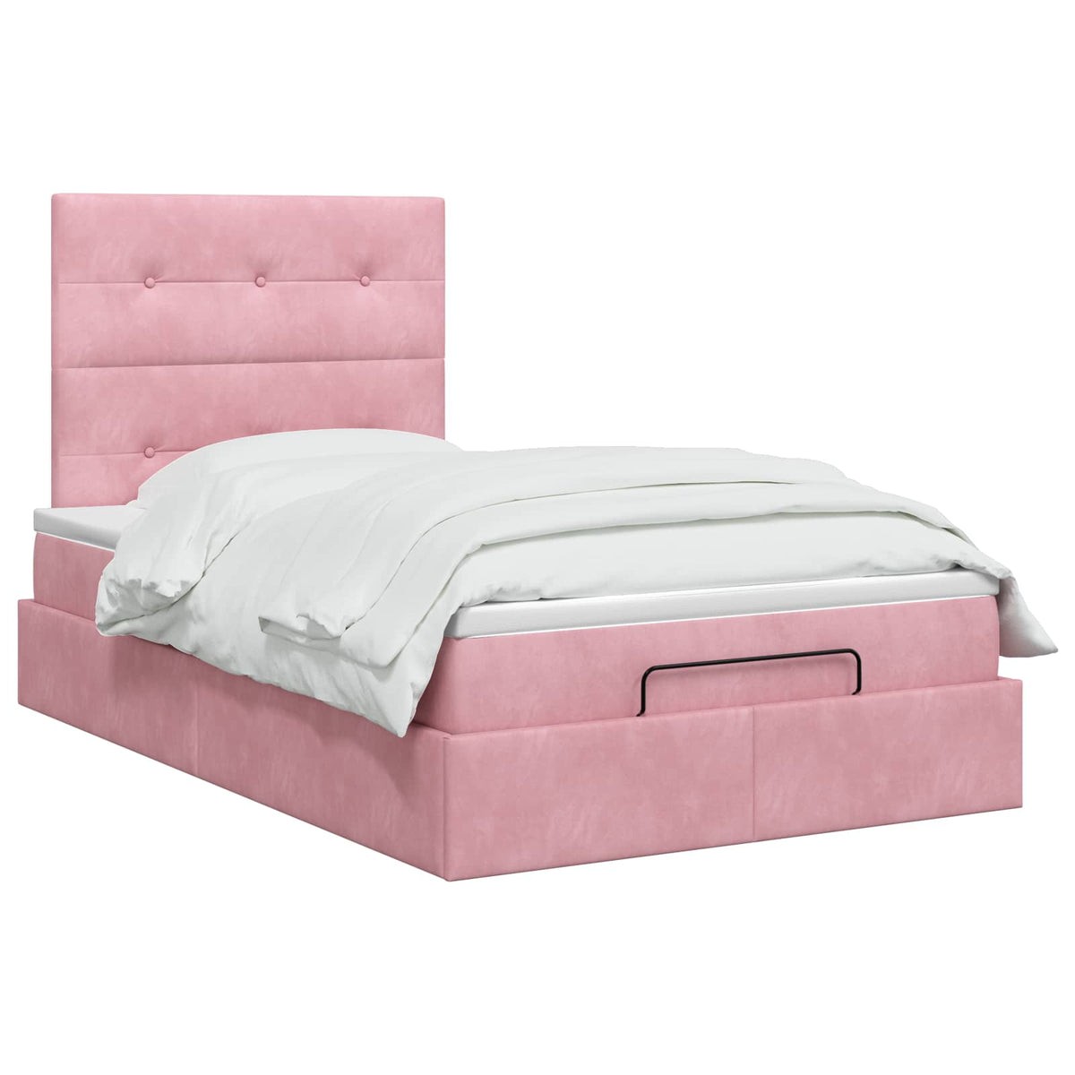 Ottoman-Bett mit Matratze und LED Rosa 120 x 200 cm Samt