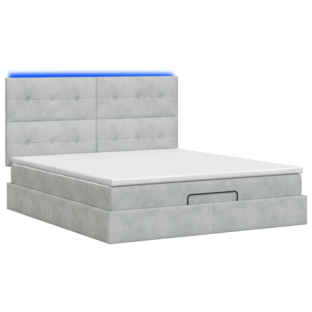 Ottoman-Bett mit Matratze und LED Hellgrau 140 x 190 cm Samt
