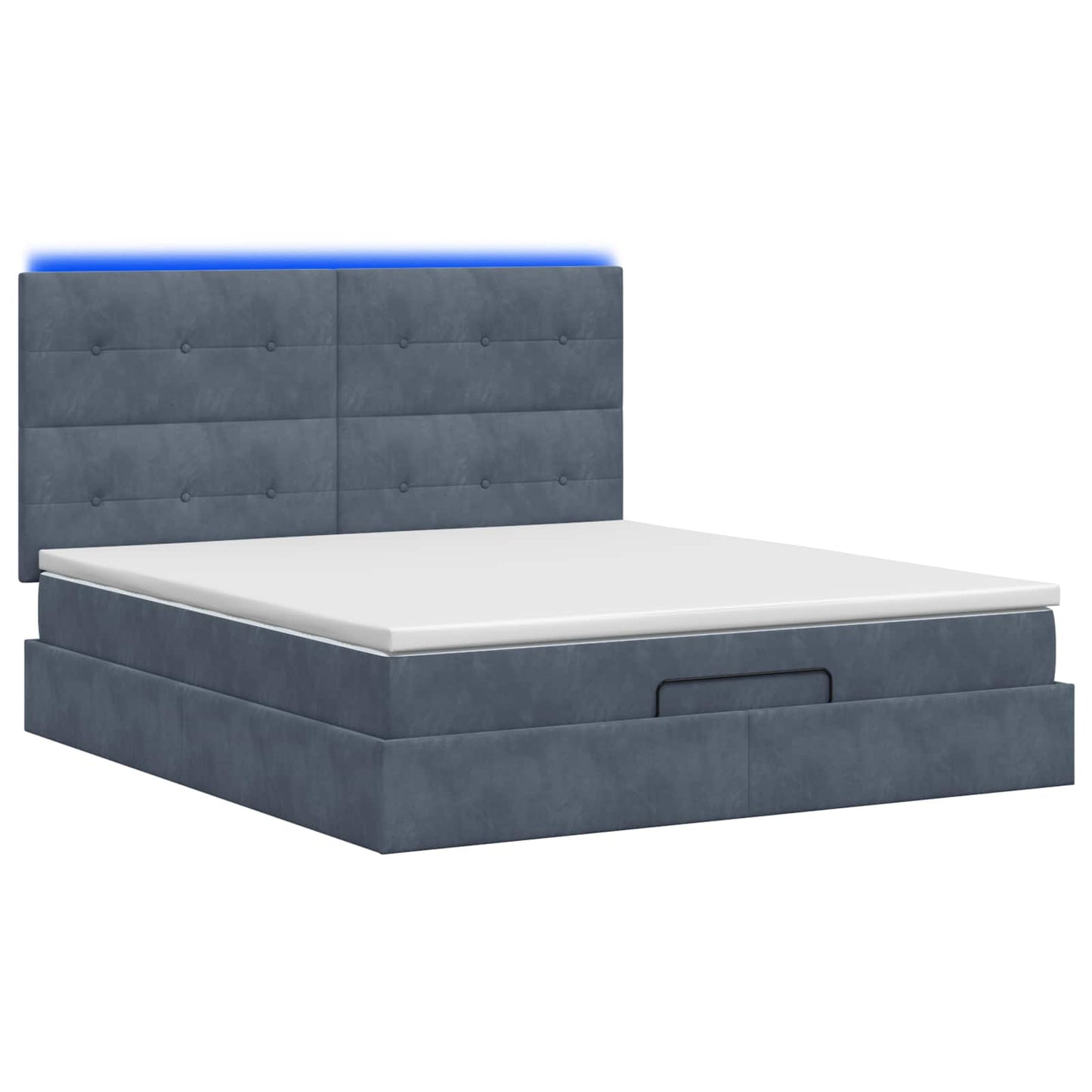 Ottoman-Bett mit Matratze und LED Dunkelgrau 140 x 190 cm Samt