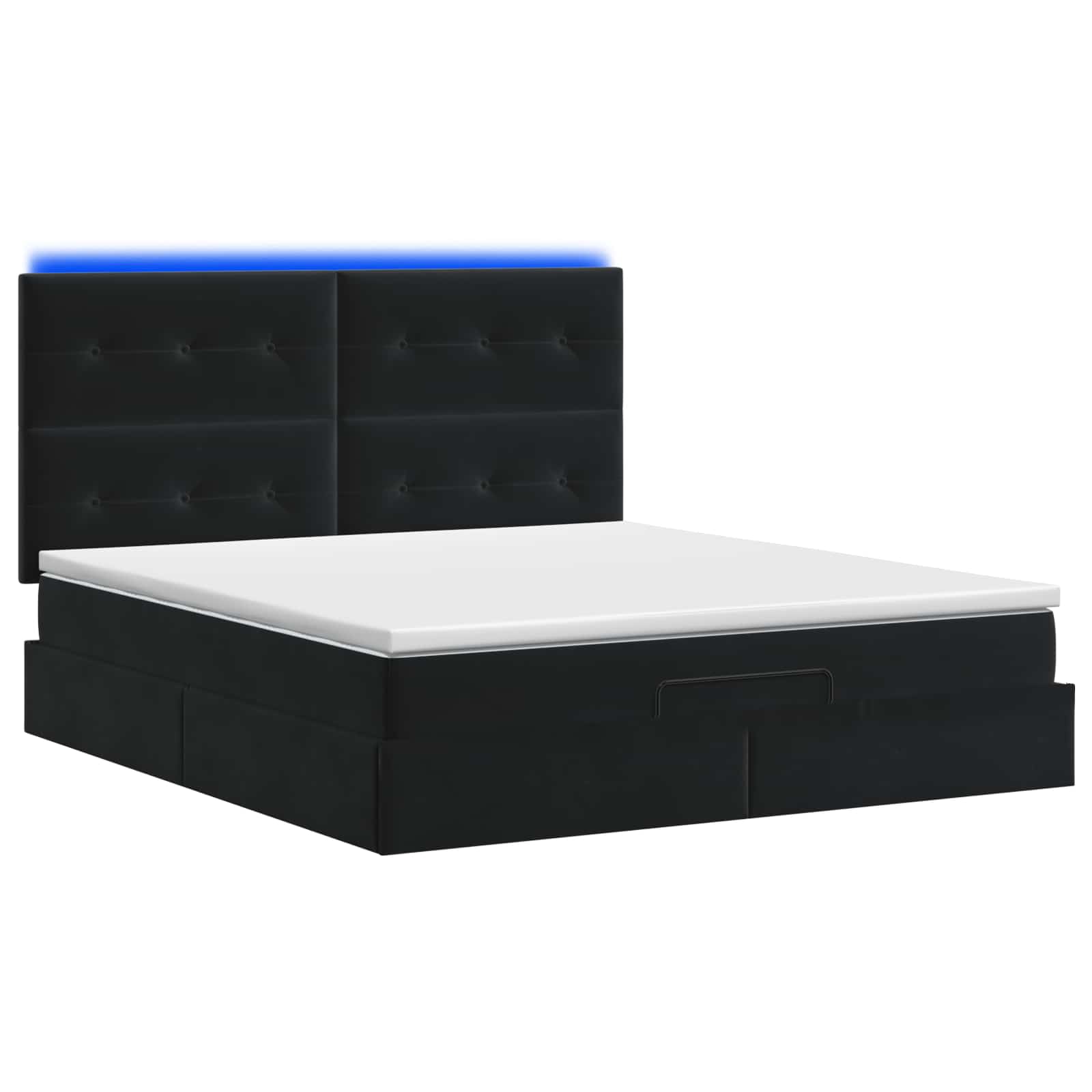 Ottoman-Bett mit Matratze und LED Schwarz 140 x 190 cm Samt