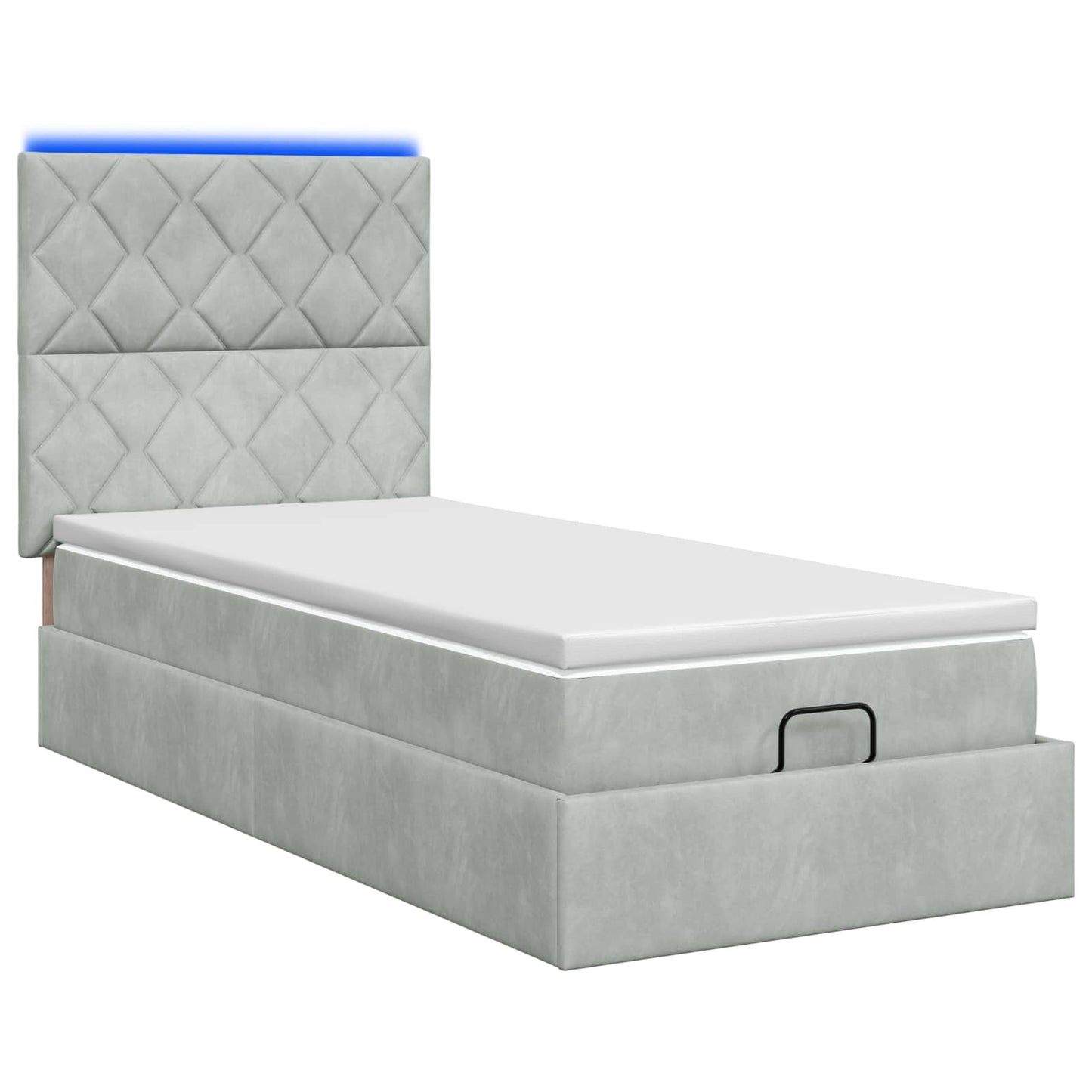 Ottoman-Bett mit Matratze und LED Hellgrau 80 x 200 cm Samt
