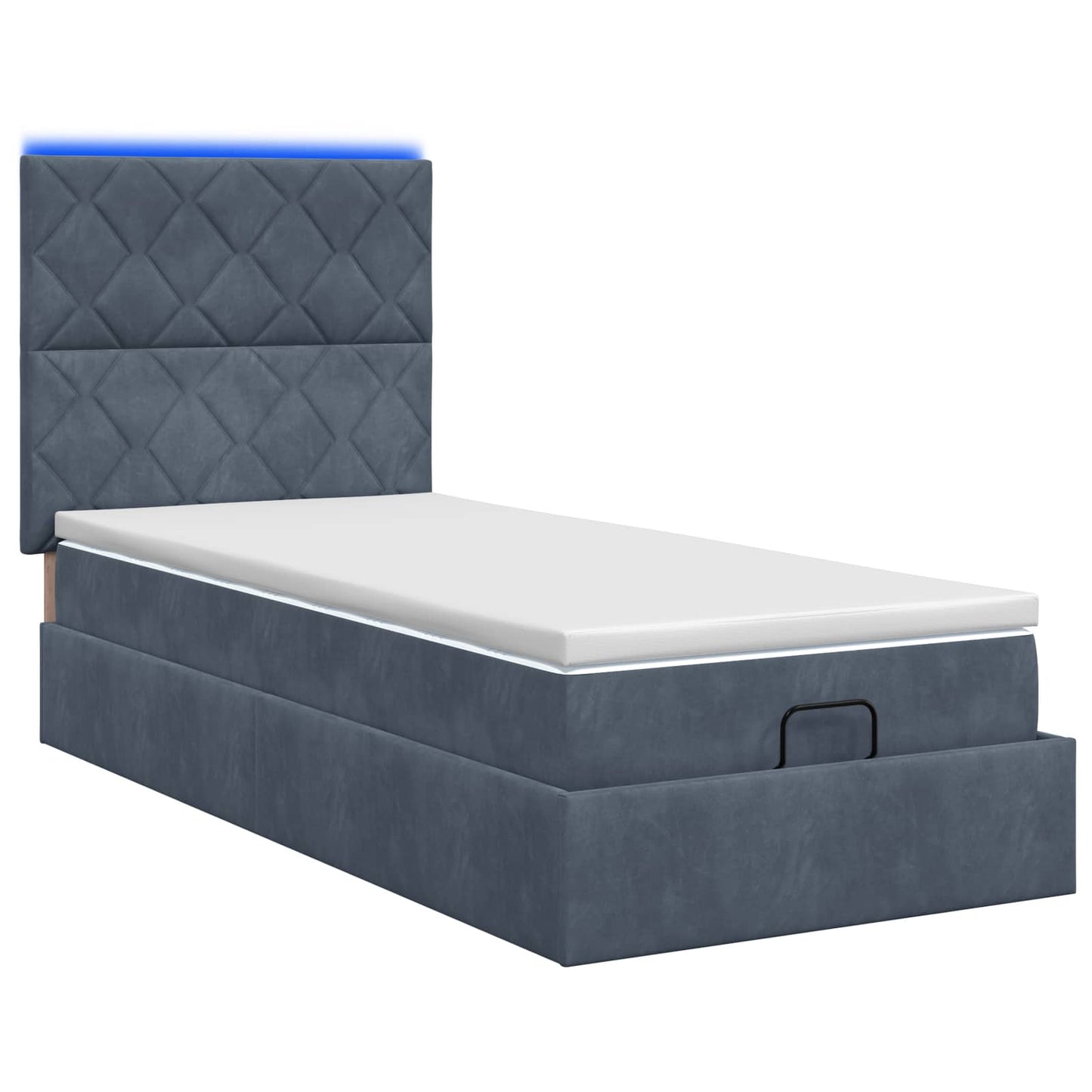 Ottoman-Bett mit Matratze und LED Dunkelgrau 90 x 190 cm Samt