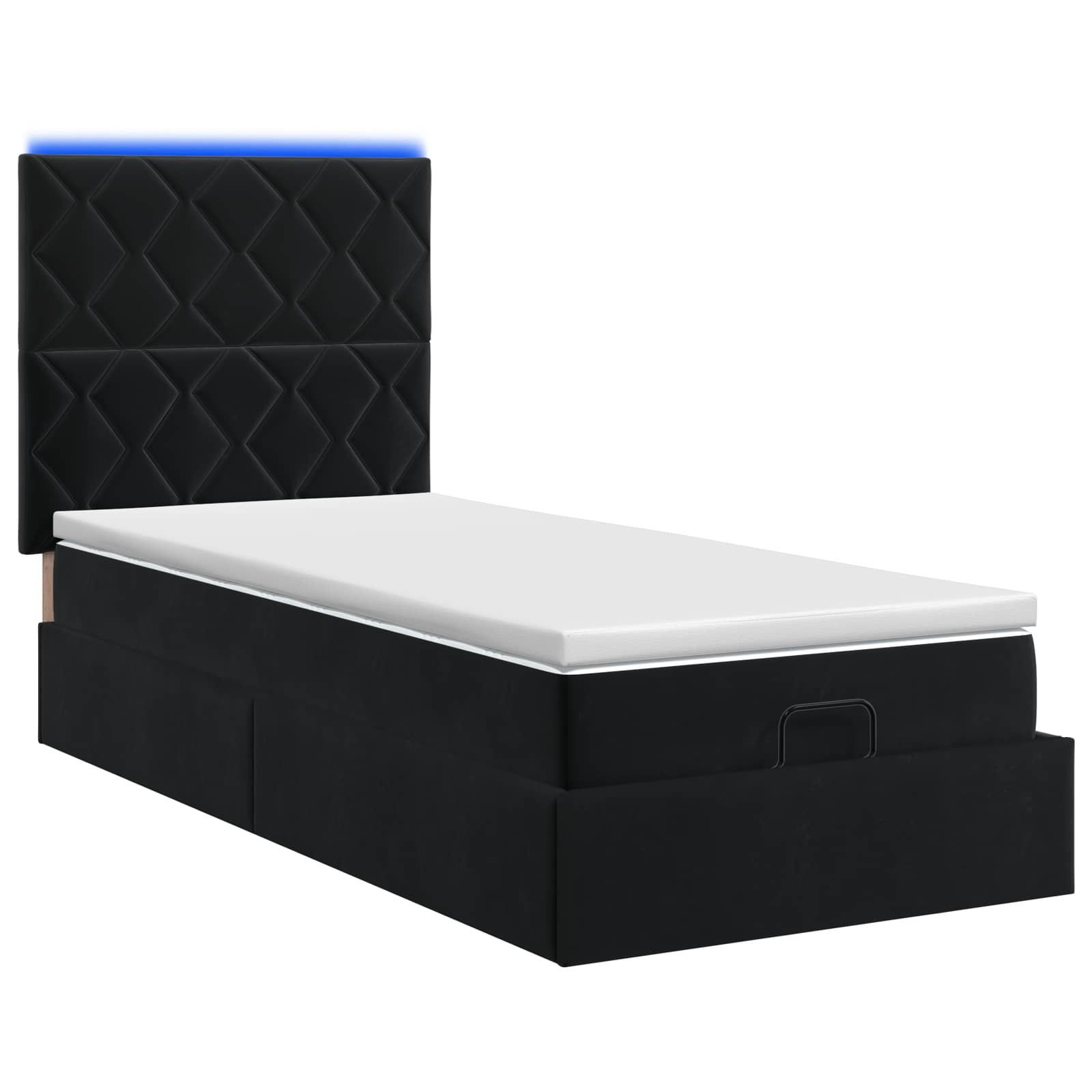Ottoman-Bett mit Matratze und LED Schwarz 100 x 200 cm Samt