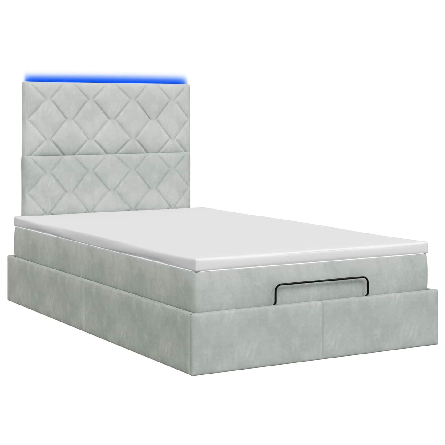 Ottoman-Bett mit Matratze und LED Hellgrau 120 x 200 cm Samt