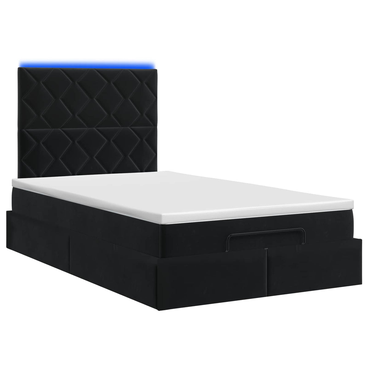 Ottoman-Bett mit Matratze und LED Schwarz 120 x 200 cm Samt