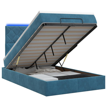 Ottoman-Bett mit Matratze und LED Dunkelblau 120 x 200 cm Samt