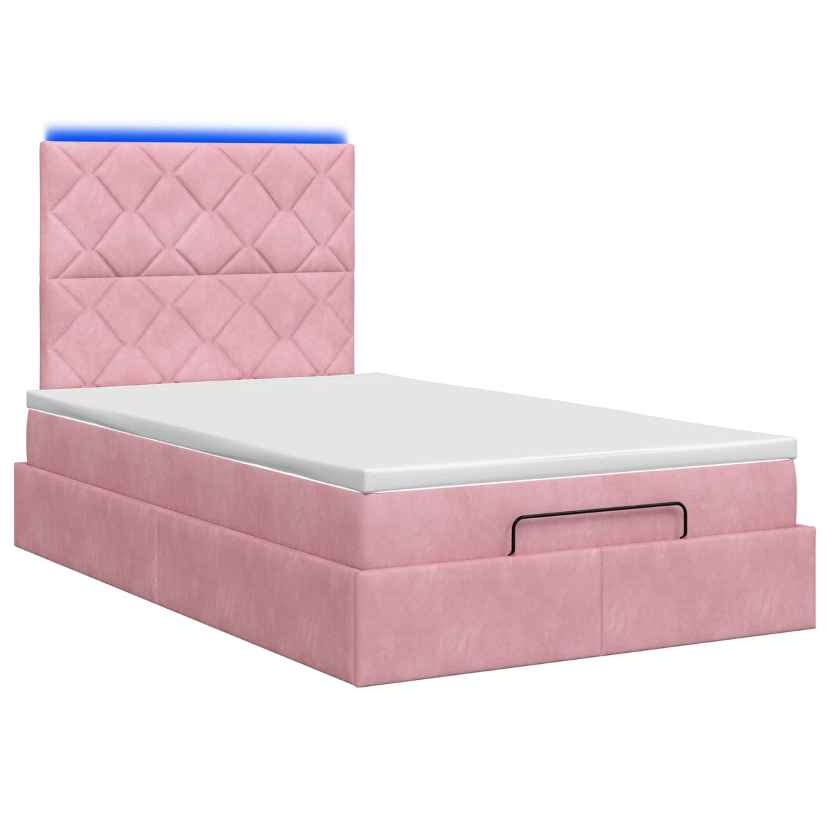 Ottoman-Bett mit Matratze und LED Rosa 120 x 200 cm Samt