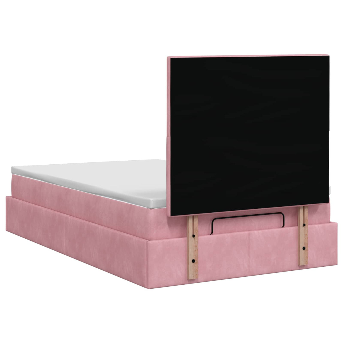 Ottoman-Bett mit Matratze und LED Rosa 120 x 200 cm Samt