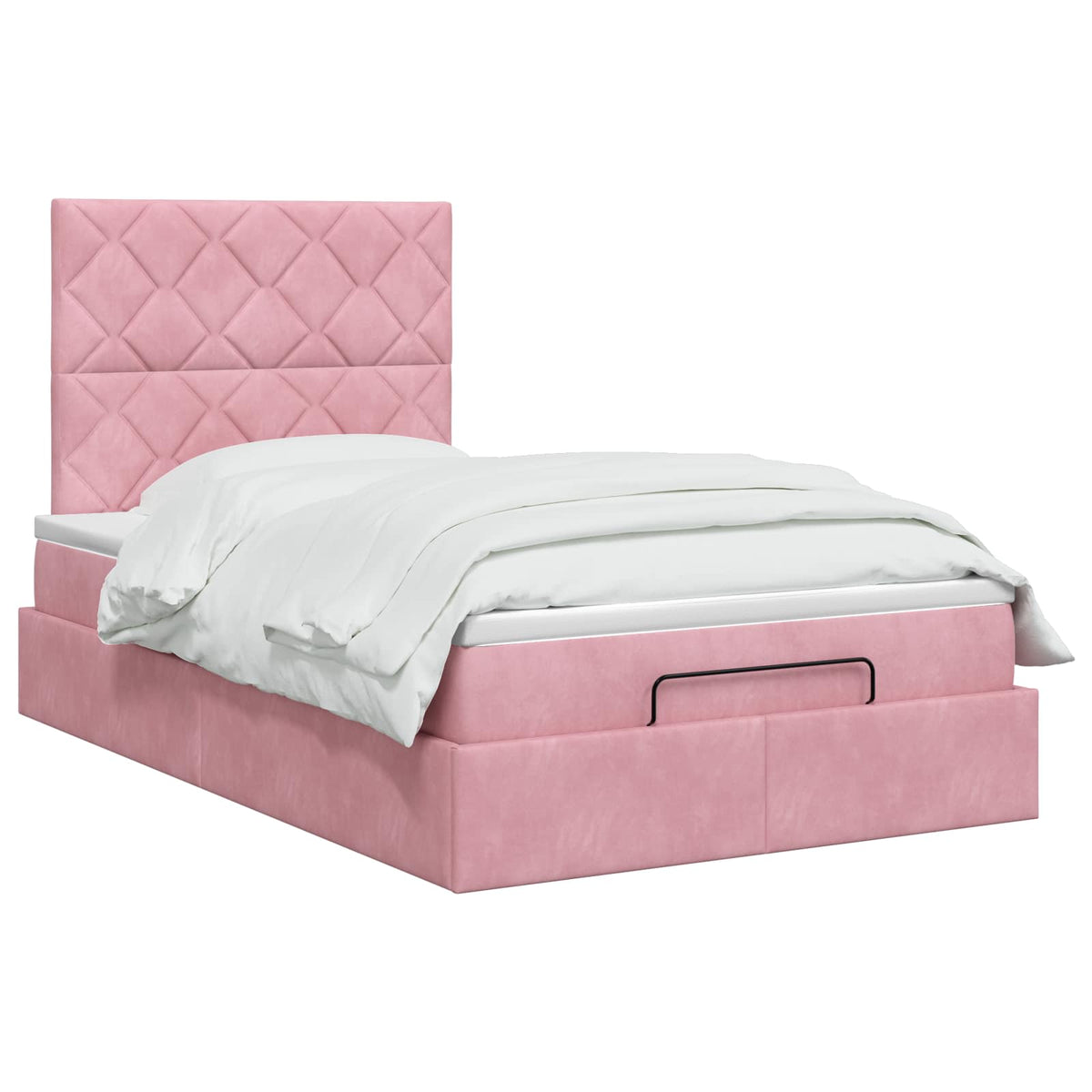 Ottoman-Bett mit Matratze und LED Rosa 120 x 200 cm Samt