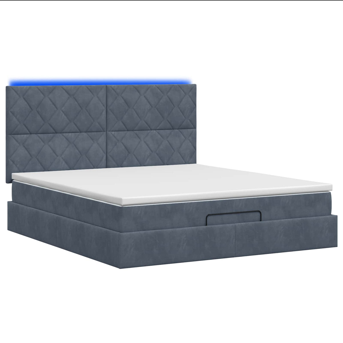Ottoman-Bett mit Matratze und LED Dunkelgrau 160 x 200 cm Samt