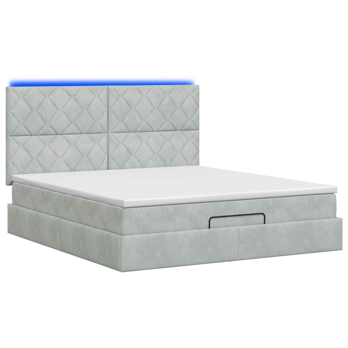 Ottoman-Bett mit Matratze und LED Hellgrau 180 x 200 cm Samt