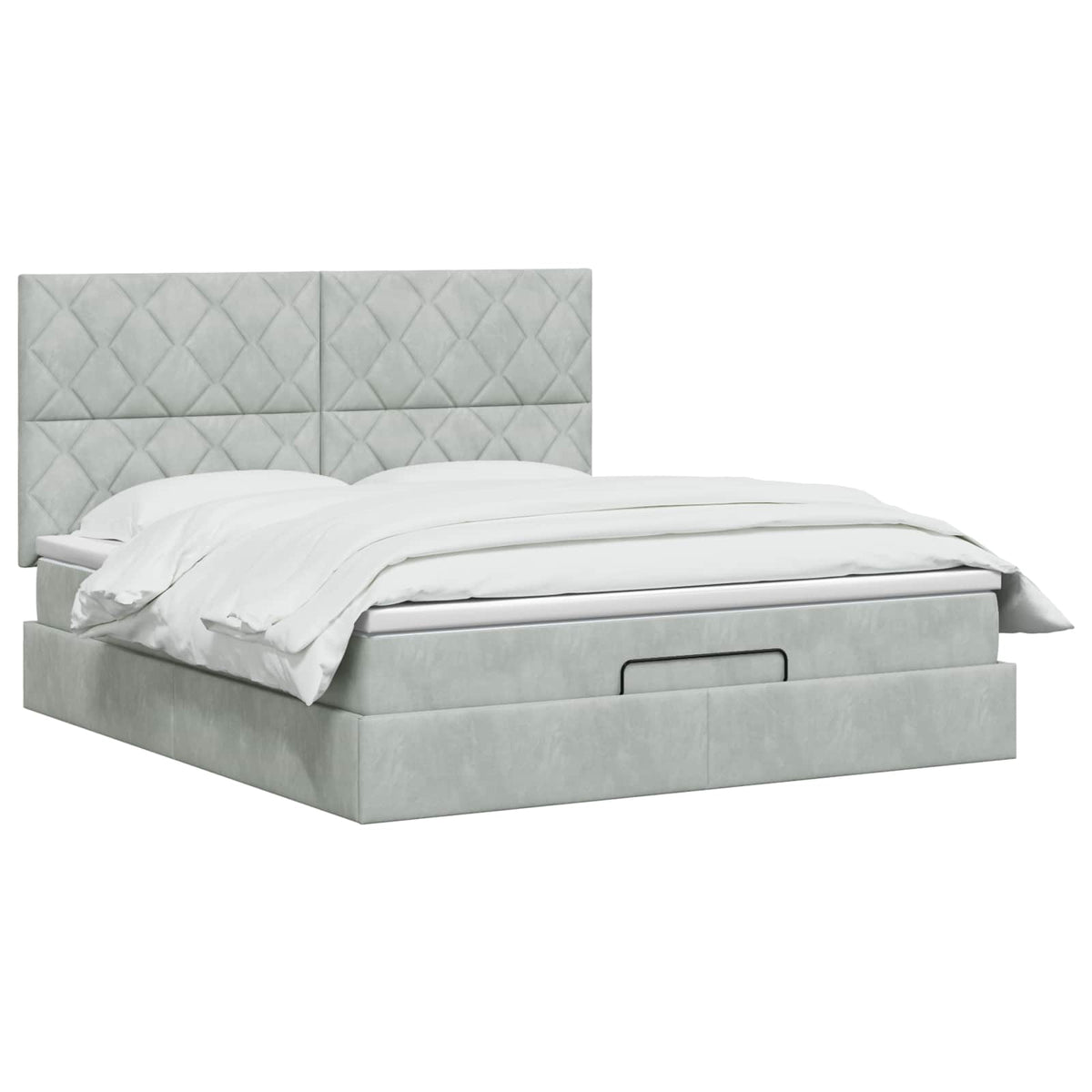 Ottoman-Bett mit Matratze und LED Hellgrau 180 x 200 cm Samt