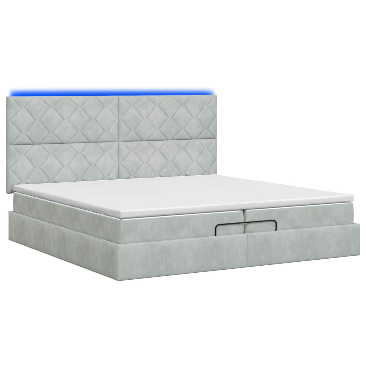 Ottoman-Bett mit Matratze und LED Hellgrau 200 x 200 cm Samt