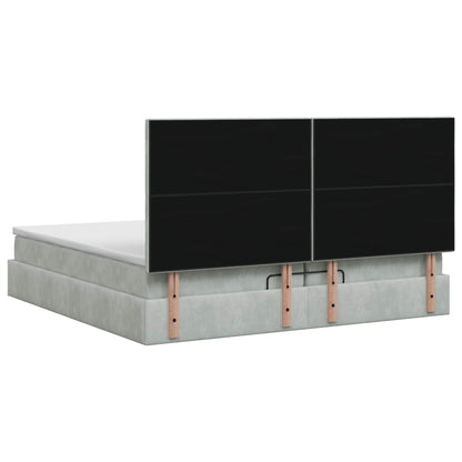 Ottoman-Bett mit Matratze und LED Hellgrau 200 x 200 cm Samt