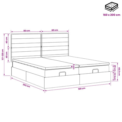 Ottoman-Bett mit Matratze und LED Dunkelgrau 160 x 200 cm Stoff